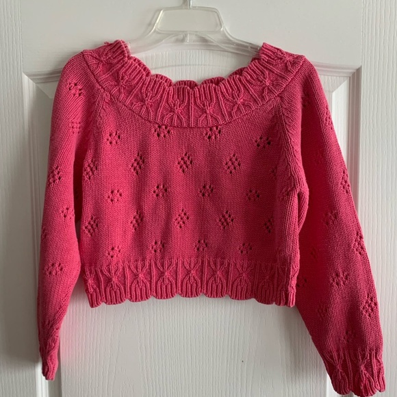 Vintage 90s Crop pink knit sweater size Medium - Picture 4 of 9